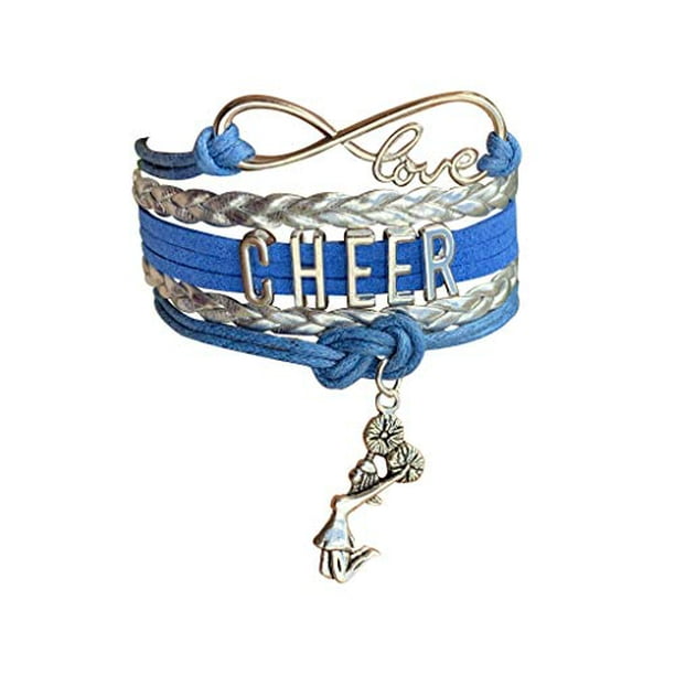 Cheerleader Cheer Lot of 3 Leather braided bracelet with love to Cheer Charm